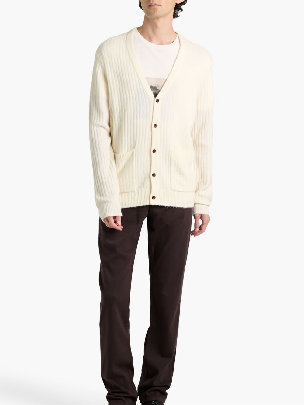 PAIGE Men's Harpoon Cardigan Morning Tide Ribbed Merino Wool Sweater Sz M NWT